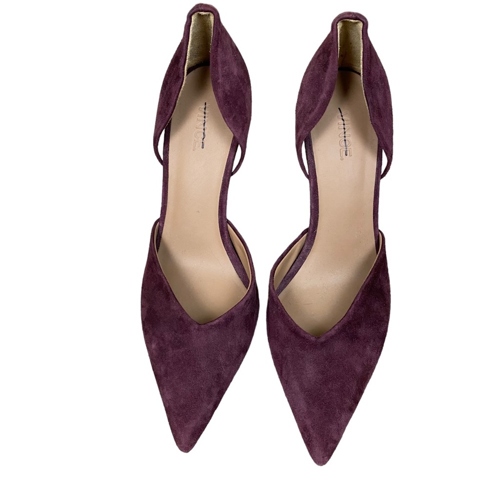 Vince Celeste D’Orsay Burgrundy Wine Red Pointed Toe Suede Pumps Heels Size 8M
